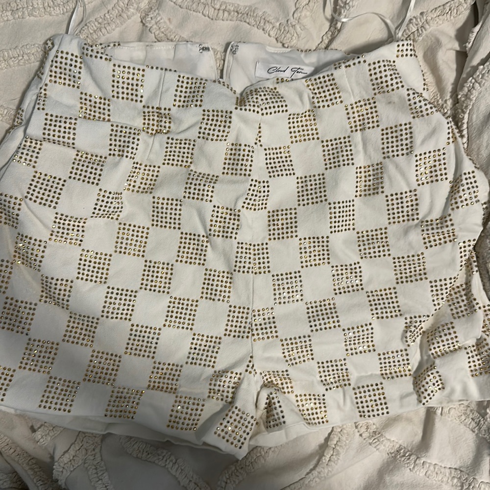 Gold checkered shorts worn once